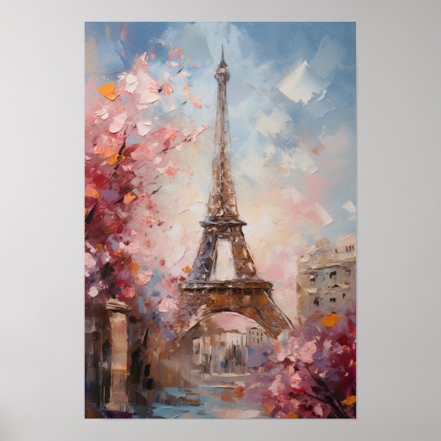Spring In Paris The Eiffel Tower Oil Painting Poster (Front)
