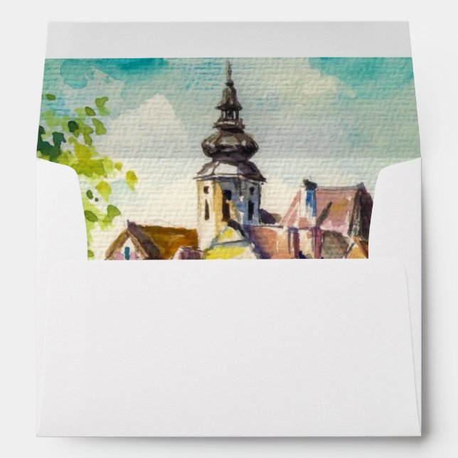 Spring in small city on the river envelope (Back (Bottom))