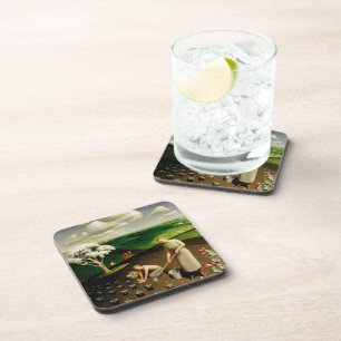 Spring in the Country by Grant Wood Beverage Coaster