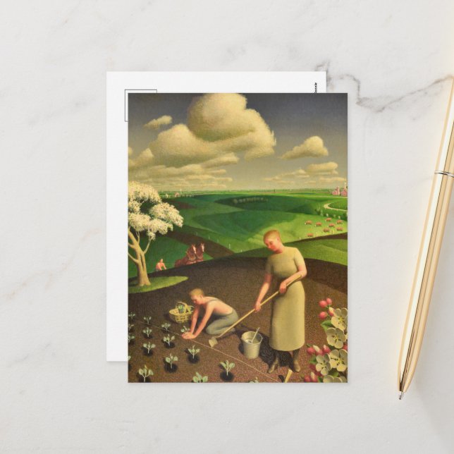 Spring in the Country by Grant Wood Holiday Postcard (Front/Back In Situ)