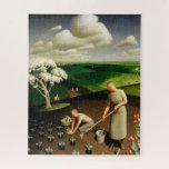Spring in the Country by Grant Wood Jigsaw Puzzle<br><div class="desc">Grant Wood - Spring in the Country,  1941.
Grant DeVolson Wood was an American painter best known for his paintings depicting the rural American Midwes,  particularly American Gothic (1930),  which has become an iconic example of 20th-century American art.</div>