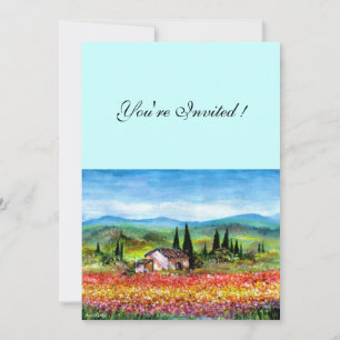 SPRING IN TUSCANY, bright red pink yellow blue Invitation