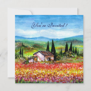 SPRING  IN TUSCANY, bright red pink yellow blue Invitation
