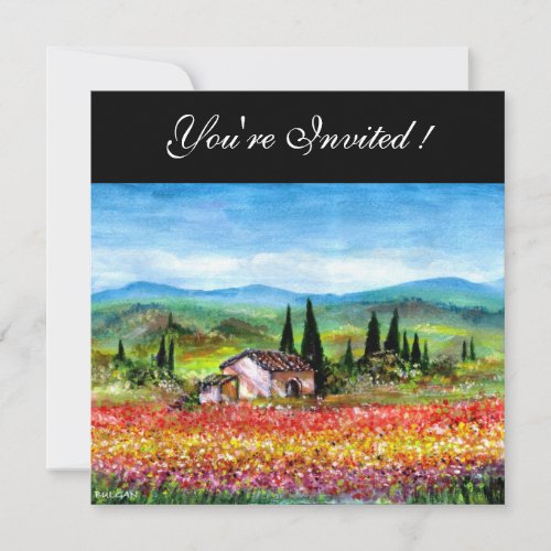 SPRING  IN TUSCANY bright red pink yellow blue Invitation