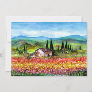 SPRING  IN TUSCANY, bright red pink yellow blue Invitation