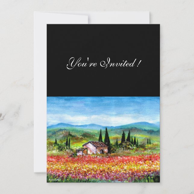 SPRING  IN TUSCANY, bright red pink yellow blue Invitation (Front)