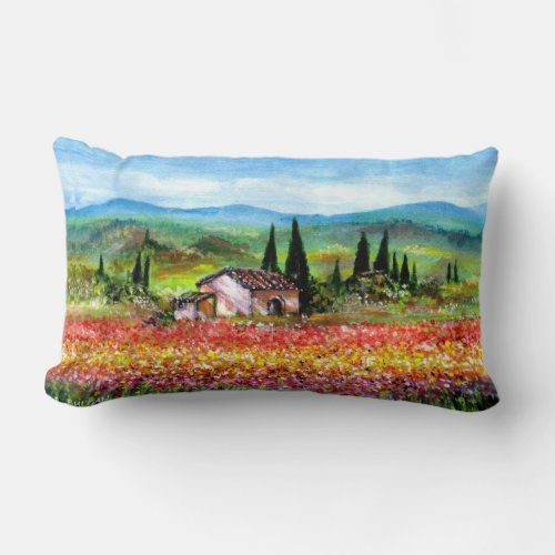 SPRING IN TUSCANY  COLORFUL FLOWER FIELDS LUMBAR PILLOW