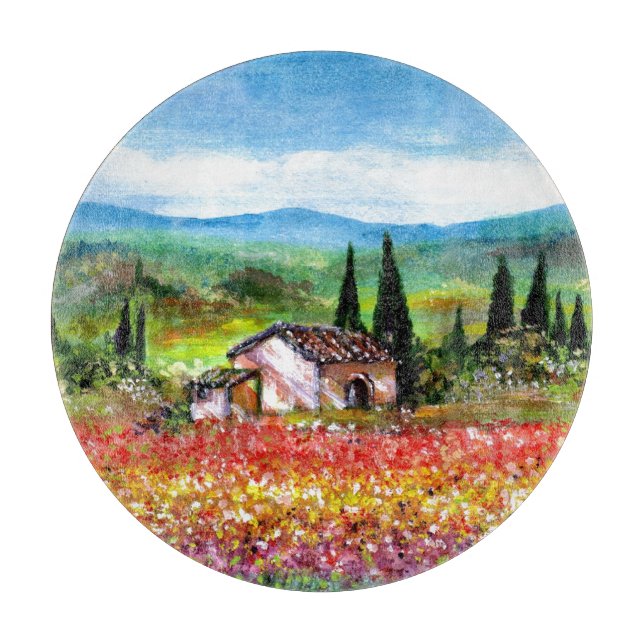 SPRING IN TUSCANY LANDSCAPE Flower Fields Cutting Board (Front)