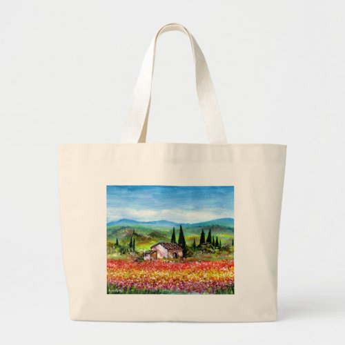 SPRING IN TUSCANY LARGE TOTE BAG