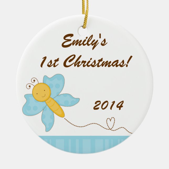 Spring Insect Butterfly Personalized Name Ornament (Front)