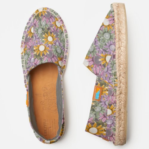 Spring Into Action Daisy Florals Pink Green Yellow Espadrilles