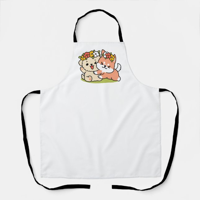 Spring Into Cuteness – Adorable Dog Illustration  Apron (Front)
