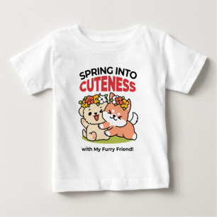 Spring Into Cuteness – Adorable Dog Illustration Baby T-Shirt