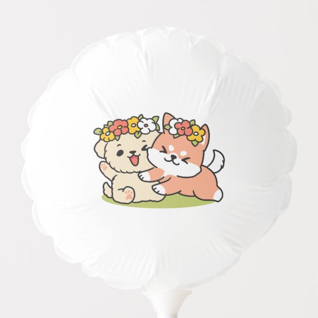 Spring Into Cuteness – Adorable Dog Illustration  Balloon (Front)