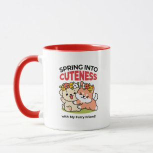 Spring Into Cuteness – Adorable Dog Illustration Mug