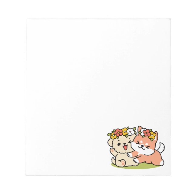 Spring Into Cuteness – Adorable Dog Illustration  Notepad (Front)