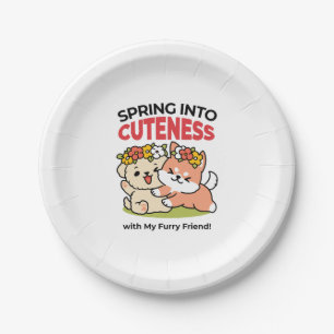 Spring Into Cuteness – Adorable Dog Illustration Paper Plates