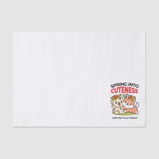 Spring Into Cuteness – Adorable Dog Illustration  Tissue Paper (Front)