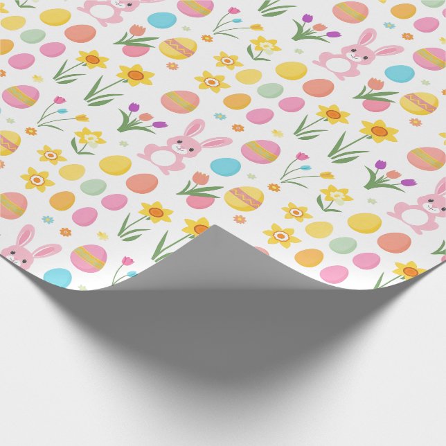 Spring Into Joy! Easter Bunny & Daffodil Wrapping  Paper (Corner)