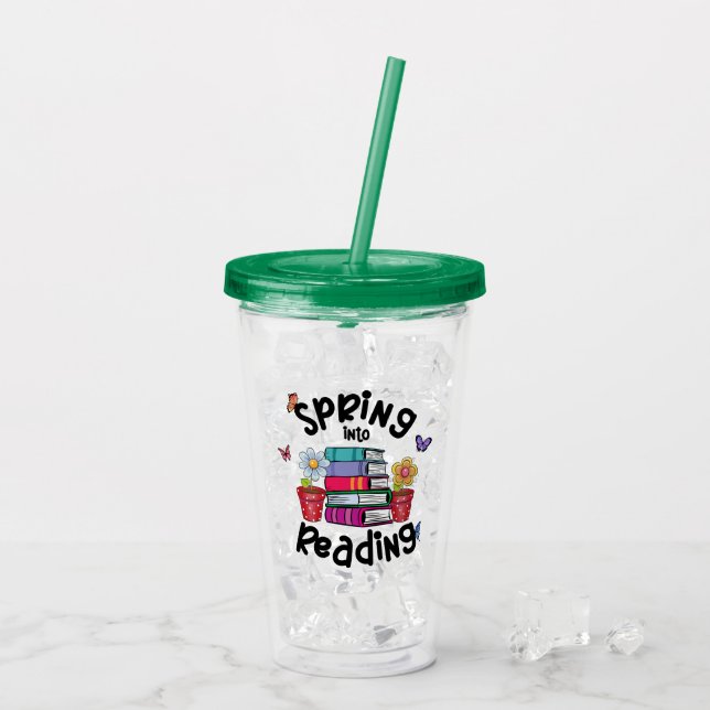 Spring Into Reading Acrylic Tumbler (Back Ice)