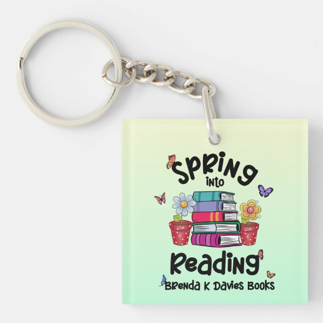 Spring Into Reading Brenda K Davies Books Keychain (Front)