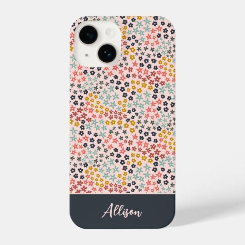 Spring is Here Blush Pink Monogram Add Your Name iPhone 14 Case