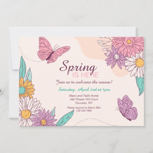 Spring is Here  Invitation