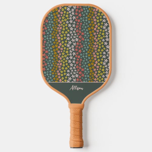 Spring is Here Sage Green Monogram Add Your Name Pickleball Paddle