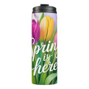 "Spring is Here" Tulip Bouquet Illustration Thermal Tumbler