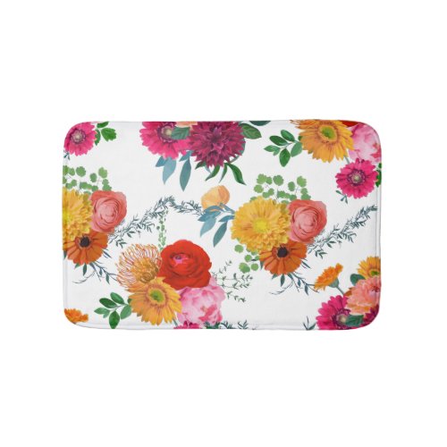 Spring Is In The Air Colorful Flowers Illustration Bathroom Mat