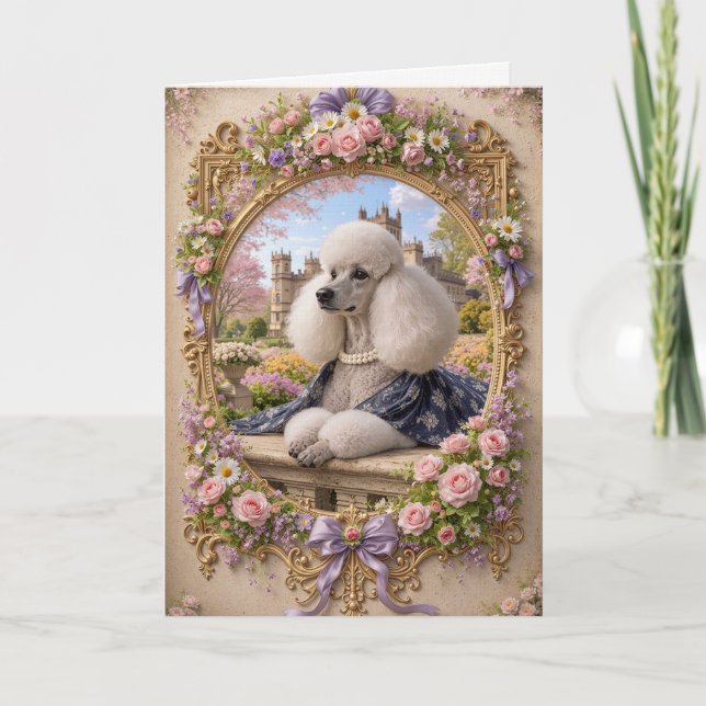 Spring Is In The Air, Poodle Blank Card (Front)