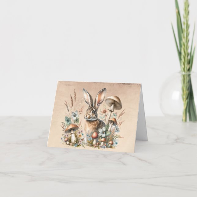Spring Jack Rabbit Letterpress Thank You Card (Front)