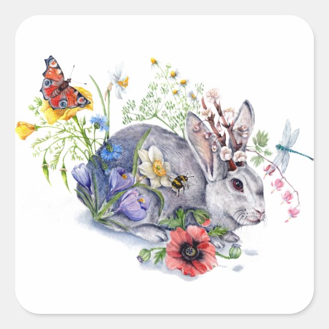 Spring Jackalope Square Sticker (Front)