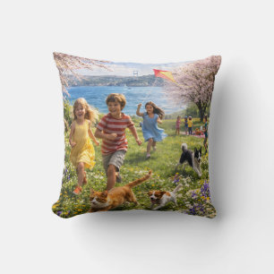 Spring Joy by the Sea Throw Pillow