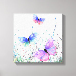 Spring Joy - Colorful Butterflies Flying in Nature Canvas Print