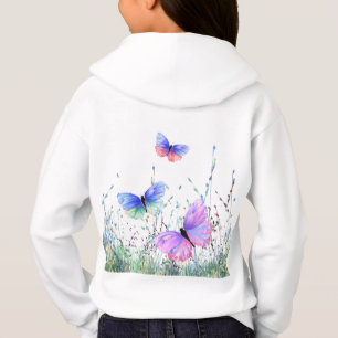 Spring Joy - Colorful Butterflies Flying in Nature Hoodie