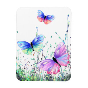 Spring Joy - Colorful Butterflies Flying in Nature Magnet