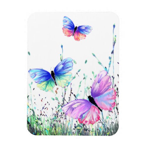 Spring Joy _ Colorful Butterflies Flying in Nature Magnet