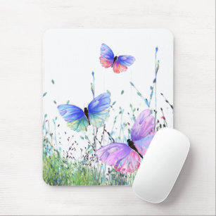 Spring Joy - Colorful Butterflies Flying in Nature Mouse Pad