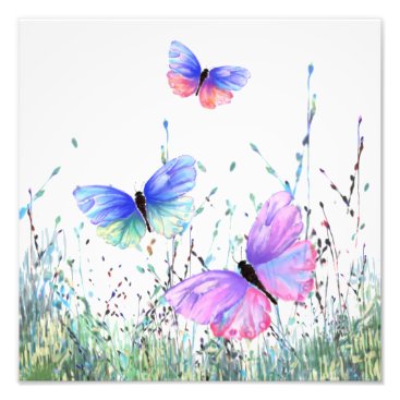 Spring Joy - Colorful Butterflies Flying in Nature Photo Print