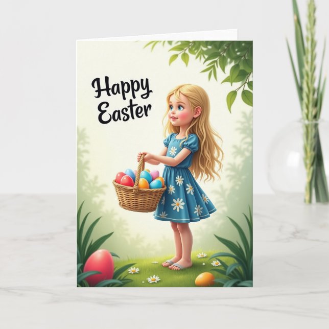 Spring Joy Girl Illustration Card (Front)