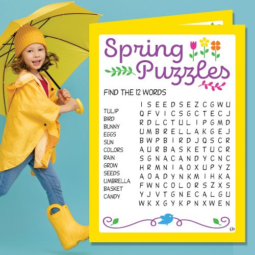 Spring Kids Puzzles Activity Card