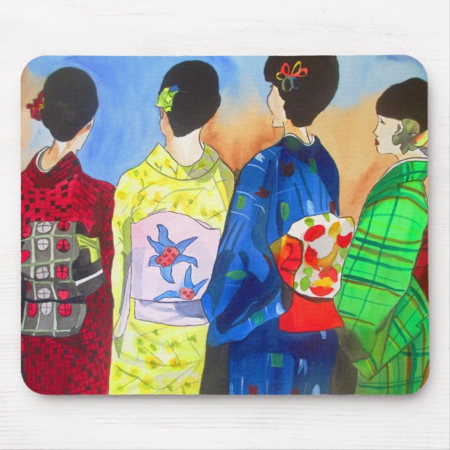 Spring kimono Japanese Geisha art Mouse Pad (Front)