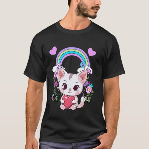 Spring Kitten Cat Children Child Baby Heart Hearts T-Shirt