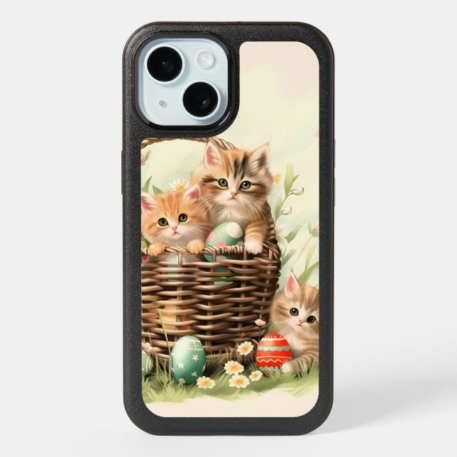 Spring Kitten Easter Basket  iPhone 15 Case (Back)