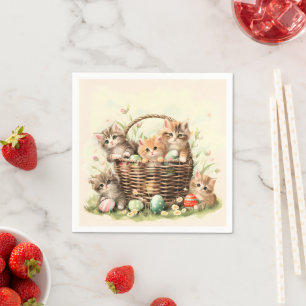 Spring Kitten Easter Basket Napkins