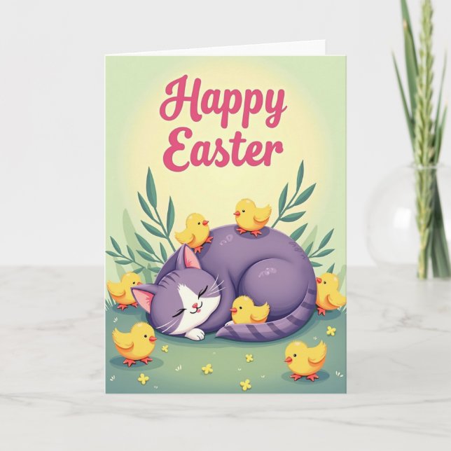 Spring Kitten Easter Card (Front)