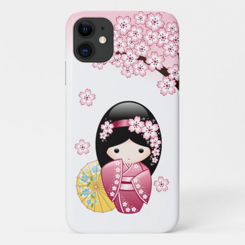 Spring Kokeshi Doll _ Cute Japanese Geisha Girl iPhone 11 Case