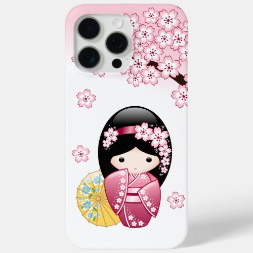 Spring Kokeshi Doll _ Cute Japanese Geisha Girl iPhone 15 Pro Max Case