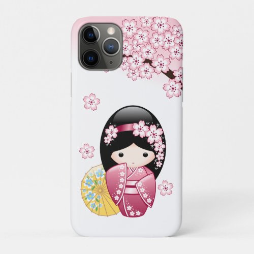Spring Kokeshi Doll _ Cute Japanese Geisha Girl iPhone 11 Pro Case
